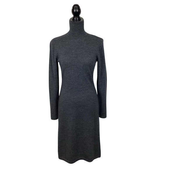 Garnet Hill Merino Wool Dress MIDI Gray - Picture 11 of 12